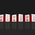 Activity Display Wall With Multiple Red And White Information Panels Exhibition Design