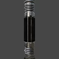 Futuristic Spiked Double Ended Weapon with Metallic Silver Rings Black Body and Red Lights