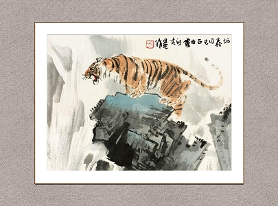 Chinese Decorative Painting Tiger Liu Dan House Tiger Howl Figure 3d model