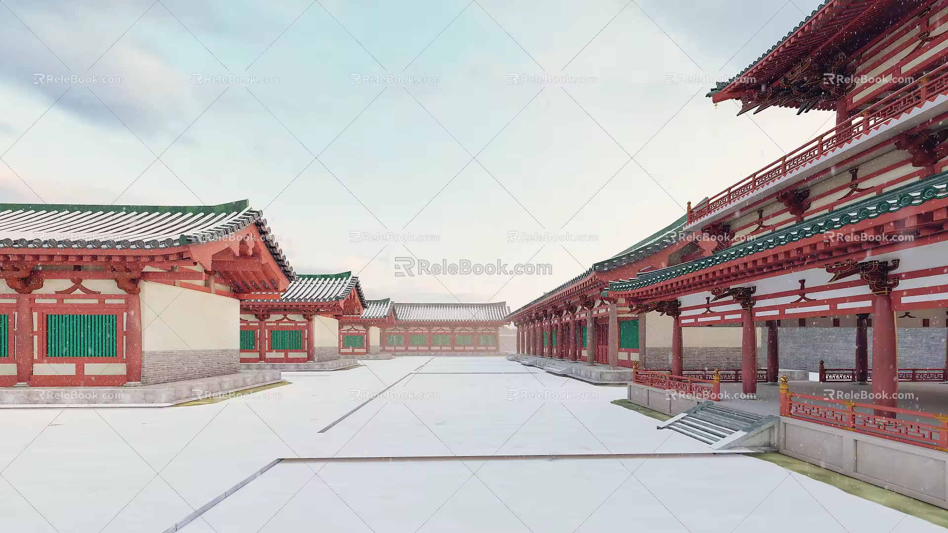 Ancient Chinese-style Daming Palace Hanlin Garden Academy 3d model
