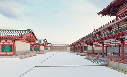 Ancient Chinese-style Daming Palace Hanlin Garden Academy 3d model