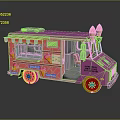Pink Ice Cream Truck with Awning Sweet Treats Text and Ice Cream Cone Roof Decorations