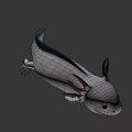 3D White Axolotl Game Character With Brown Gills And Aquatic Features