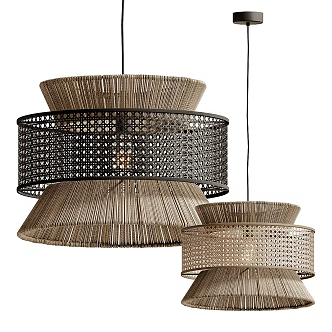 Japanese-style rattan chandelier creative chandelier rope chandelier 3d model