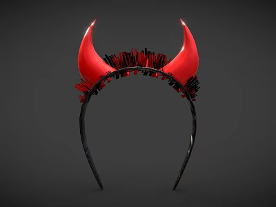 Unique Red Devil Horns Jewelry Headband With Black Decorative Details 3d model