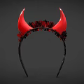 Unique Red Devil Horns Jewelry Headband With Black Decorative Details