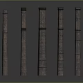 Brick Chimneys In Various Heights With Stacked Design On Dark Background 3d model