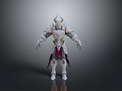 Fantasy Warrior 3D Character With Detailed Armor Golden Accents And Purple Cape 3d model
