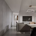 Modern Living Dining Room Interior With Sofa Dining Table Chairs And Pendant Lighting