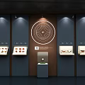 Cultural Center Exhibition Hall With Historical Artifacts And Glass Display Cabinets