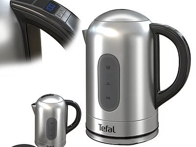 Stainless Steel Tefal Electric Kettle with Capacity Mark and Modern Design for Daily Use 3d model