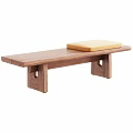 Wooden Bed End Bench In Walnut And Black With Yellow Cushion Design