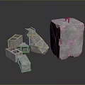 Stone Wood Construction Materials Featuring Large Block And Small Concrete Bricks 3d model