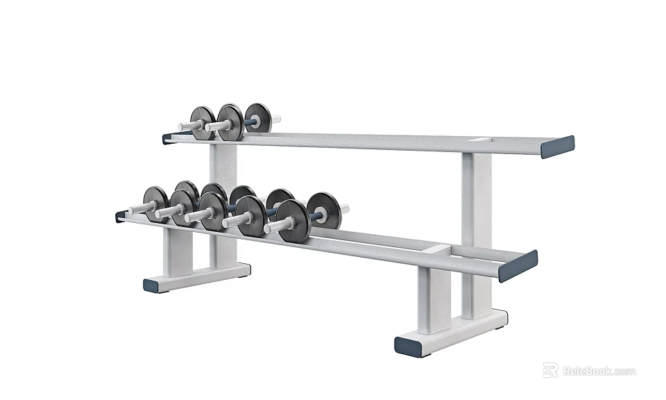 Two Tier Dumbbell Storage Rack with Multiple Weights for Home Gym Training 3d model 