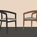 Modern Dining Chairs With Curved Arms Wooden Frame Upholstered Seat And Different Colors