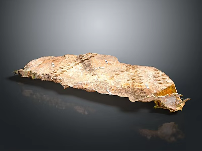 Natural Stone Slab With Textured Surface In Earthy Brown Yellow Tones On Glossy Black Background 3d model
