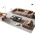 Modern Sofa Coffee Table Combination Multi-person Sofa Combination Sofa Leather Art Sofa Marble Coffee Table Marble Coffee Table Leisure Chair Lazy Sofa Floor Lamp Edge 3d model