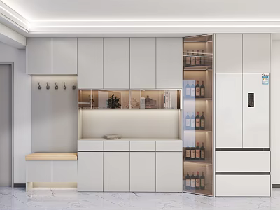 Modern Shoe Cabinet Design With Multiple Storage Shelves And Entryway Hooks For Hallway Organization 3d model