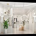 Modern Minimalist Clothing Store With Mannequins Green Plant And Decorative Lights