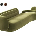 Modern Green Sectional Sofa with Curved Design and Three Color Options