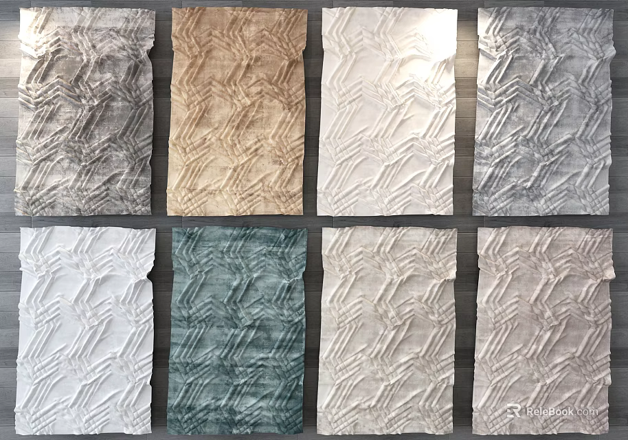 Square Rugs Featuring Various Colors And Textured Patterns For Home Decor 3d model