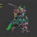 Fantasy Game Character Armored Warrior Riding Dinosaur Mount Green Flame Weapon Sharp Teeth Claws