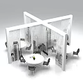 Modern Dining Table And Chairs Set With Cityscape Wall Background Design