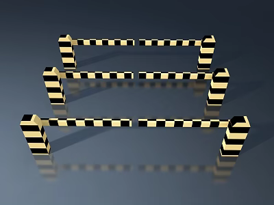 Modern Swing Door Design With Black White Stripes And Reflection For Home Use 3d model