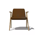 Modern Cozy Brown Single Seater Sofa With Fabric Upholstery And Wood Legs
