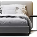 Modern Double Bed With Soft Pillows Blanket And Wooden Nightstand