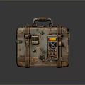 Vintage Old Leather Suitcase With Metal Buckles Buttons And Worn Texture