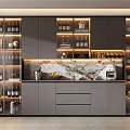 Elegant Modern Wine Cabinet With Glass Doors And Layered Storage For Wine Bottles And Glasses