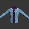 Blue Denim Hooded Jacket With Fleece Lining And Button Closure Design 3d model