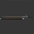 Decorative Sword with Yellow Ornate Blade Brown Hilt and Carved Scabbard