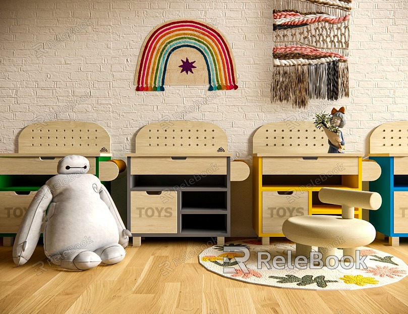 Meng Department Children's Play Home Selling Car Toy Kitchen Toy Office Table Children's Chair Carpet Doll model