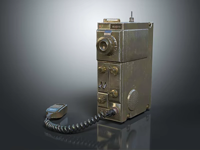 Vintage Metallic Doorbell With Corded Handset And Classic Retro Design 3d model