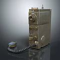 Vintage Metallic Doorbell With Corded Handset And Classic Retro Design