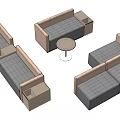 Modern Sofa Set With Wooden Frame Gray Upholstery And Round Side Tables
