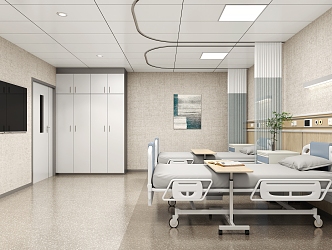 Hospital ward Double ward Bed Wardrobe 3d model