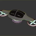 Futuristic Flying Vehicle With Aerodynamic Design Transparent Cockpit And Illuminated Propellers