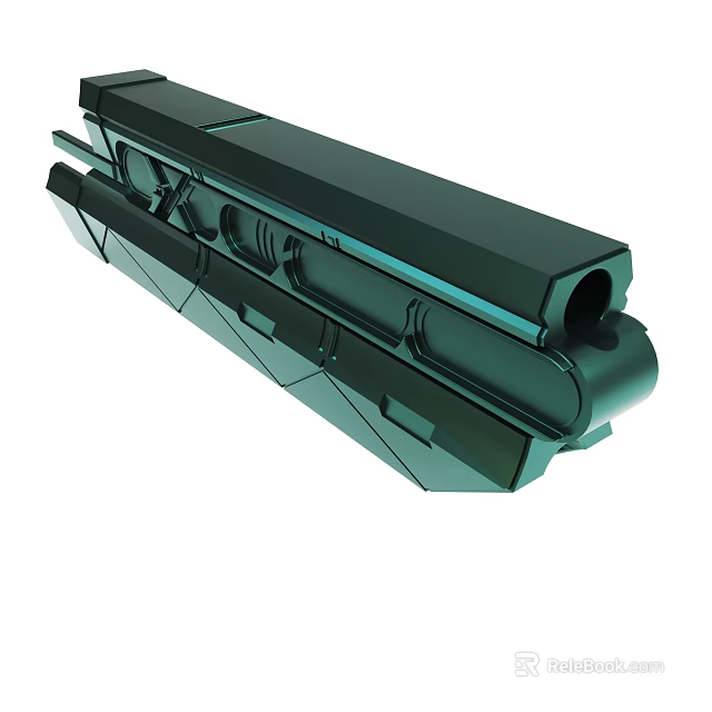 Industrial Green Metallic Mechanical Component With Geometric Structure And Holes Design 3d model 