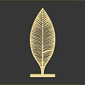 Golden Leaf Shaped Furniture Decor Piece With Intricate Veins And Square Base