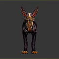 Mythical Creature Character Design With Purple Body Orange Spots Sharp Ears And Open Mouth