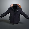 Black Winter Jacket With Fur Collar And CLP Logo Warm Padded Design 3d model
