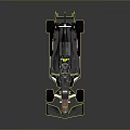 Black Formula 1 Race Car With Aerodynamic Design And Red Wheels