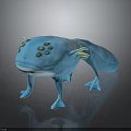 Blue Glossy Fantasy Creature With Tail And Round Back Protrusions Art Design