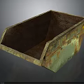 Architectural Rustic Metal Storage Container With Green Brown Rust Patina And Reinforced Metal Straps