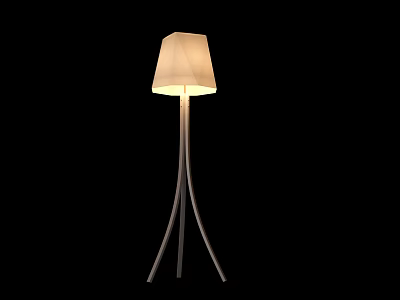 Modern Floor Lamp with White Lampshade and Silver Three Legged Stand for Contemporary Interior Illumination 3d model