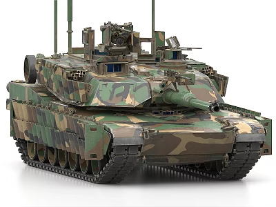 Detailed Military Tank Featuring Camouflage Paint Turret Main Cannon And Tracks 3d model