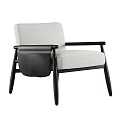 Sleek Modern Leisure Chair With Light Gray Fabric Upholstery And Black Wooden Legs